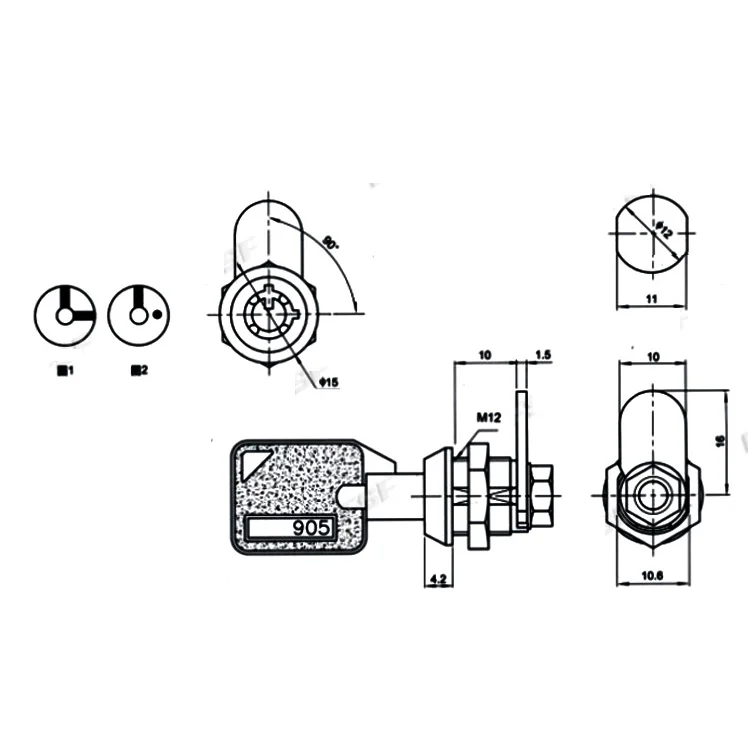 Mały Mini klucz cylindryczny złącze camlock XJJ-MS905 sprzęt elektryczny szafka szafa elektryczna zamki drzwi