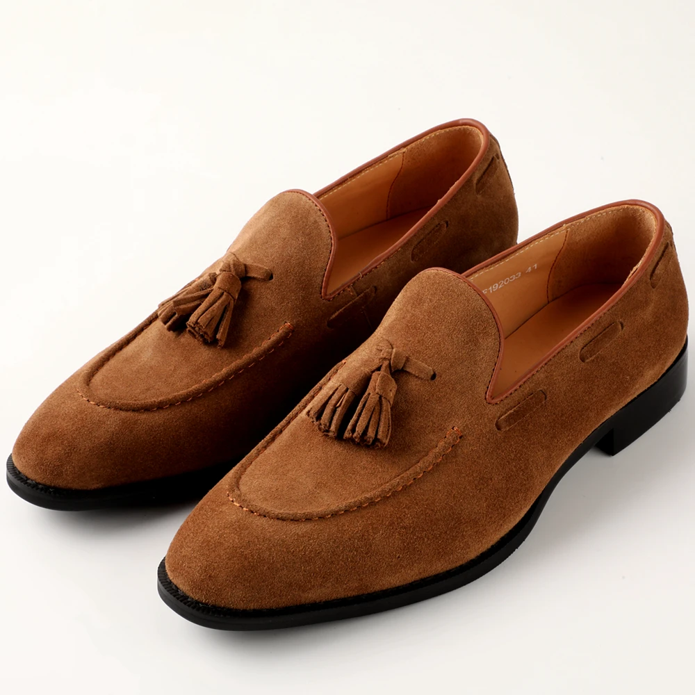 

2025 Fashion Trend Men's Cow Suede Loafer Shoes with Genuine Leather Lining and Latex Insole, Comfortable Casual Flat Soft Shoes