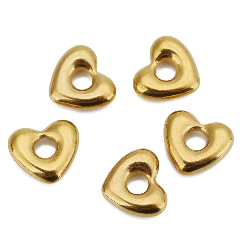 5pcs Stainless Steel Big Hole Love Heart Charms Pendants for Women Earrings Necklace Bracelets Jewelry Making Supplies Findings