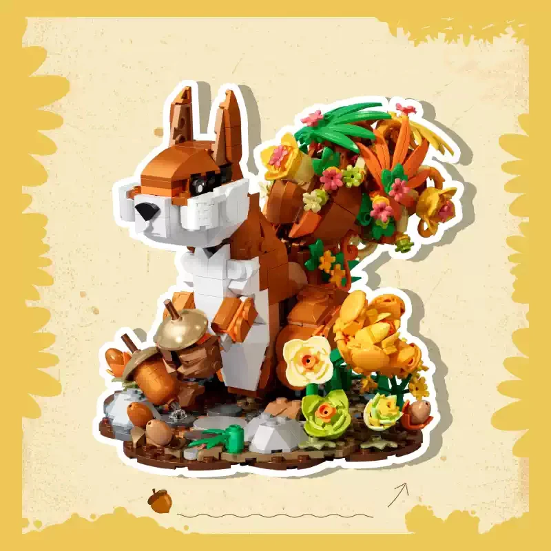 Idee Dieren Afbeeldingsblok Ijsbloem Staart Eekhoorn Bouwmodel Sets Bouwsteen Speelgoed Collectie Voor Kinderen Geschenken
