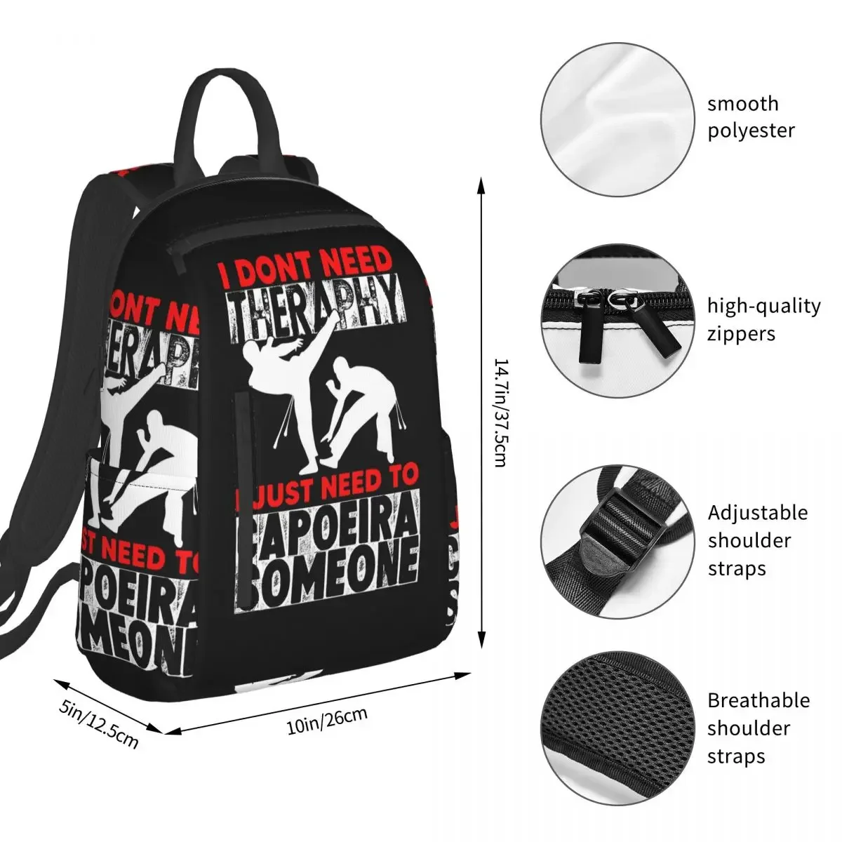 Capoeira Movements Capoeirista Brazilian Martial Backpack Student BookBag Kids School Bag Laptop Shoulder Bags Men Women