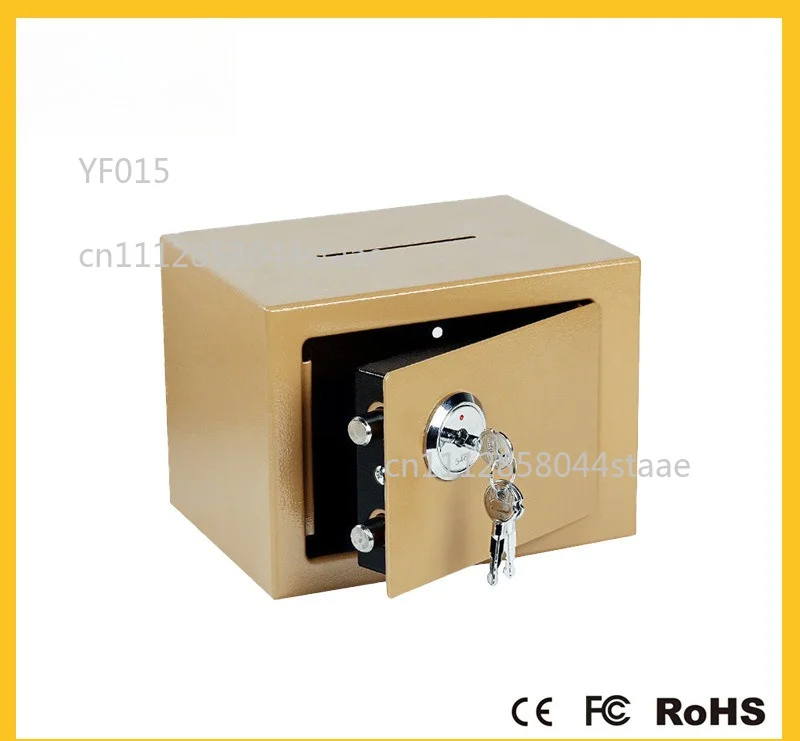Small Full Steel Key Lock Safe Box With Coin Slot Anti-Theft Money Storage Cabinet For Home Personal Use