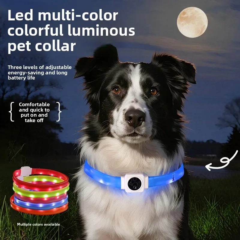 

New LED silicone luminous collar Waterproof for Large Medium Small Dogs Collar 65cm Usb Night Safety Pet Glowing Accessories