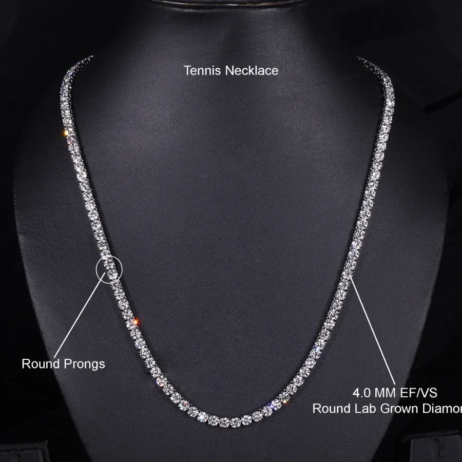 Round Cut Diamond Tennis Necklace CVD Hpht Lab Grown Diamond Necklace Unisex Tennis Necklace 0.25 CT each Round Diamond Necklace