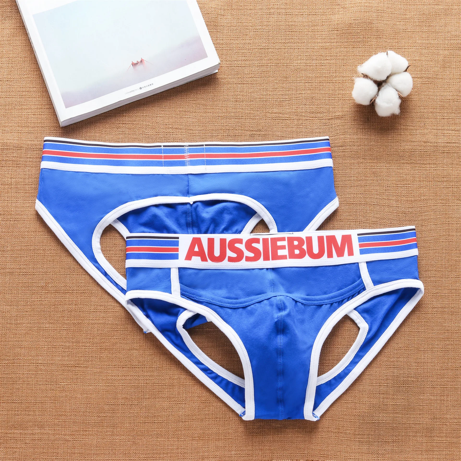 Aussiebum Men\'s Panties Back Hollowed out Pure Cotton buttock Lifting Breathable Comfortable Back Empty Pants Briefs