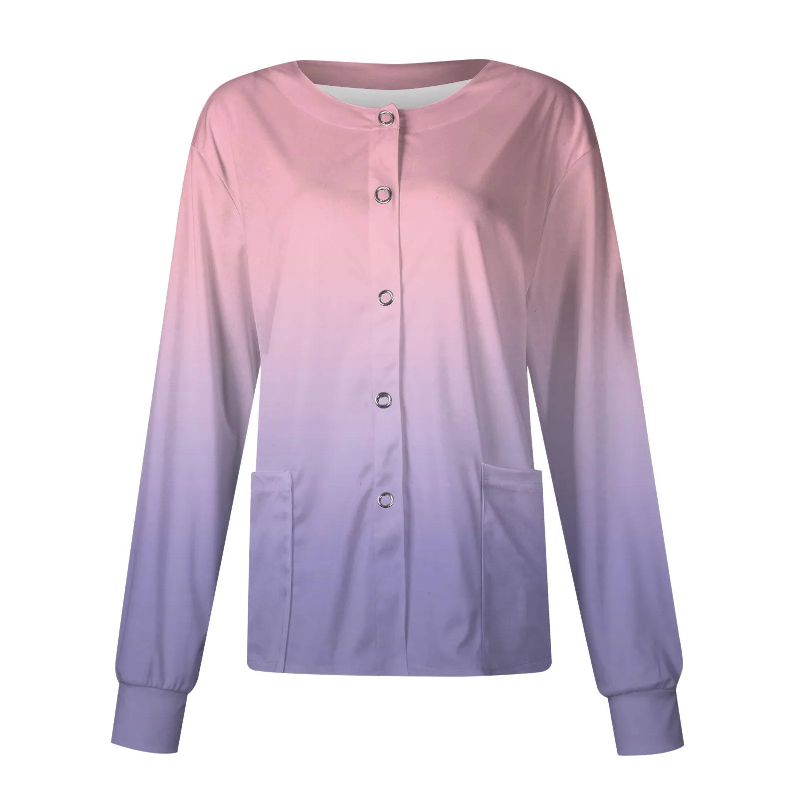 Uniforme de enfermera para mujer, Tops degradados, Uniformes de manga larga con bolsillos, Uniformes médicos para enfermeras, blusa, ropa de enfermería, camisas