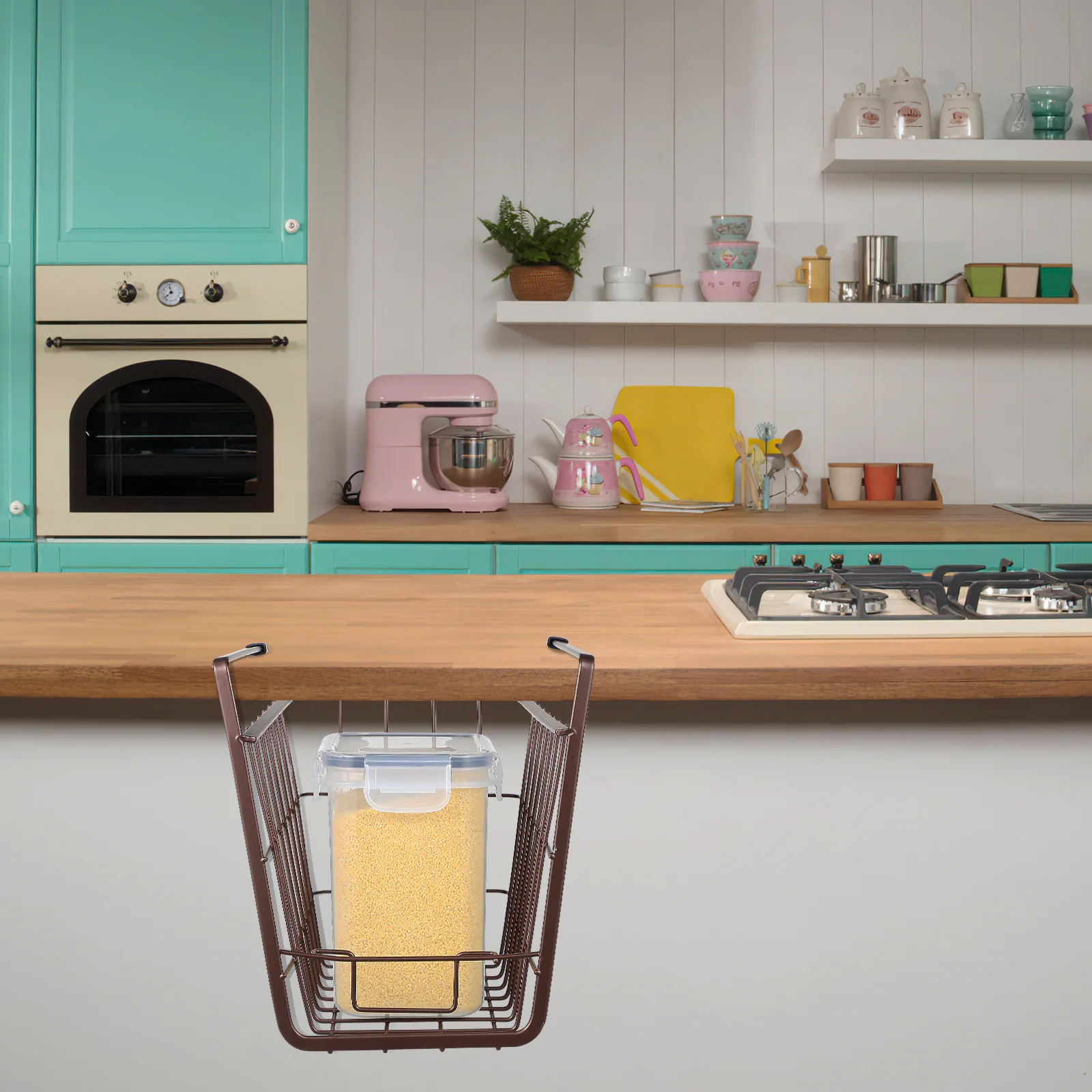 

2 pcs Iron Under Shelf Storage Wire Organizer For Kitchen Pantry Bathroom Cabinet Holds Towels Plates Under Cabinet Pantry