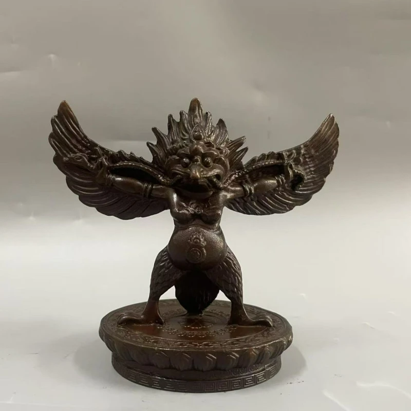 Retro Copper Tibetan Tantric Golden Winged Dapeng Dharma Protector Decoration Living Room Entrance