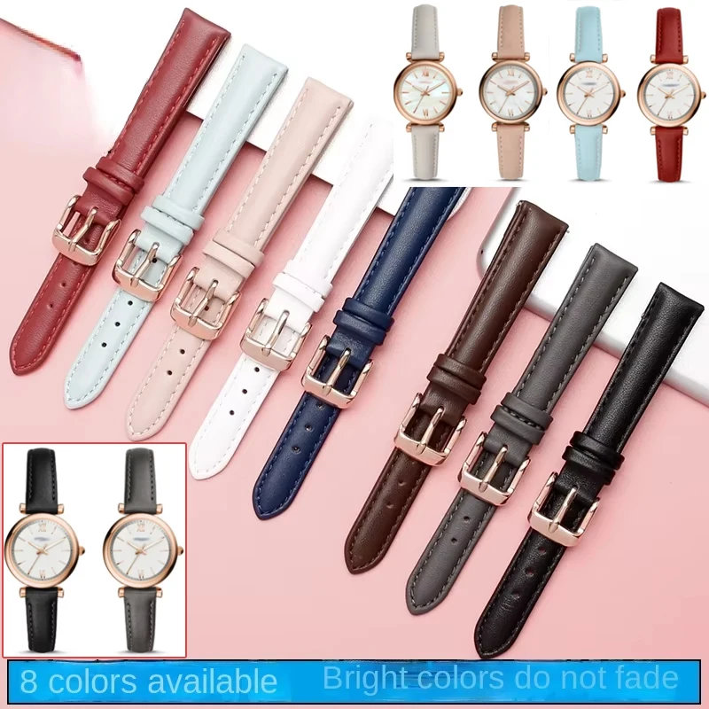 

12 14 16 18mm Women Genuine Leather WatchBands Pink white red for Casio Fossil Wrist Band Garmin lily 2 cow Leather Watch Strap