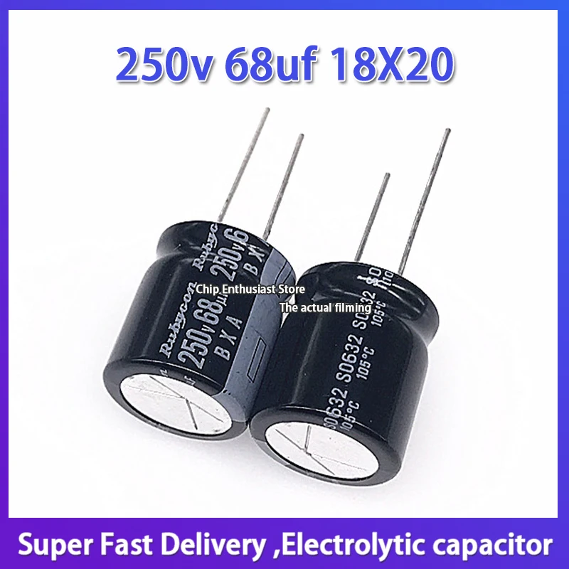 5PCS Rubycon imported electrolytic capacitor 250v 68uf 18X20 Ruby capacitor BXA high frequency and long life