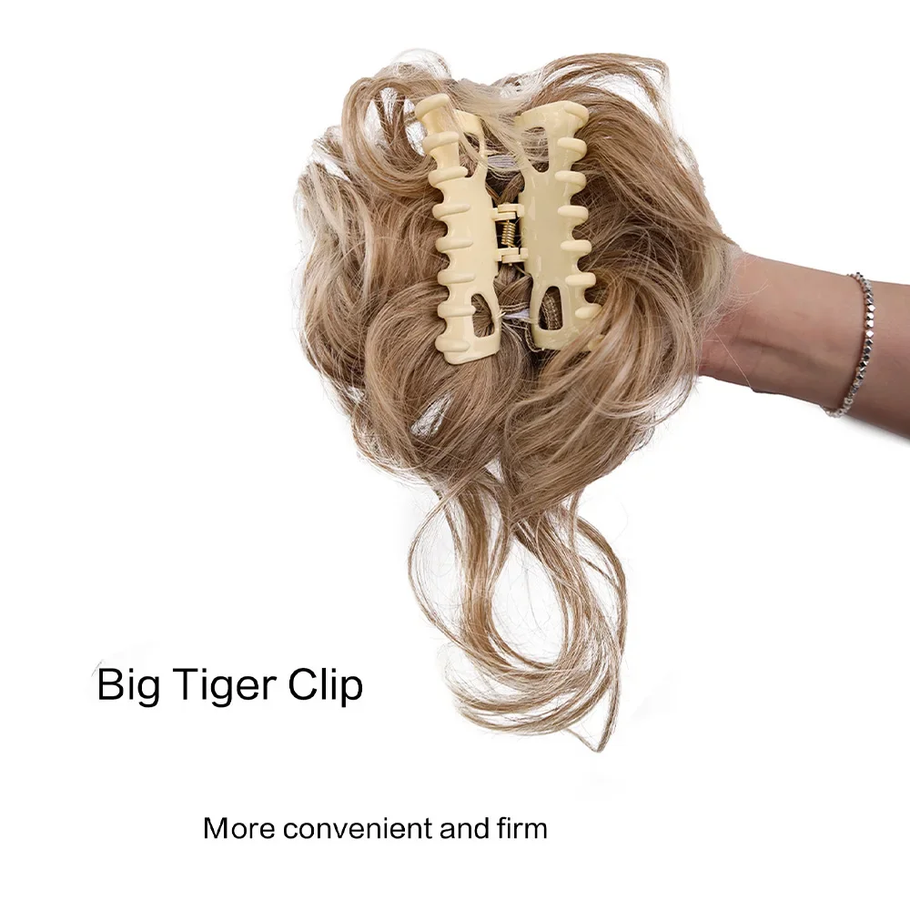 Messy Bun Hair Piece Tousled Updo Hair Extensions With Claw Clip Curly Hair Bun Scrunchie for Women Girls