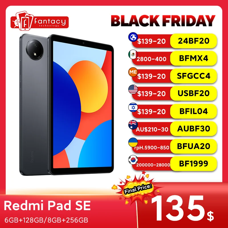 الإصدار العالمي من Xiaomi Redmi Pad SE 11 بوصة FHD + 90 هرتز عرض Mi Tablets Snapdragon 680 128GB 256GB 8000mAh بطارية 8MP CAM