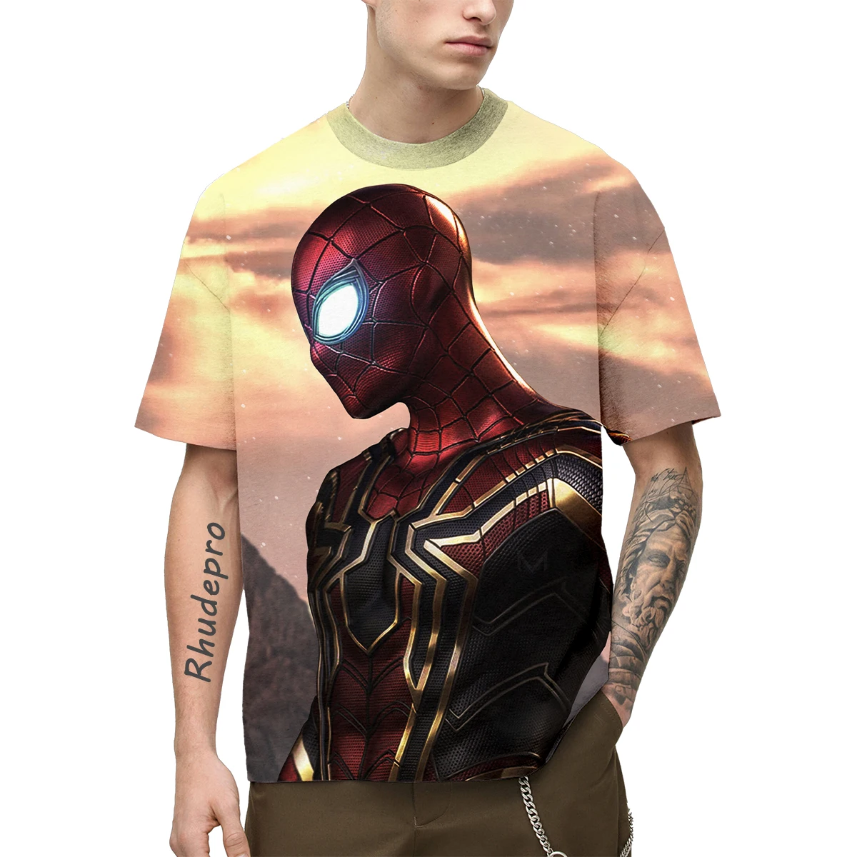 Miniso Zomer Heren Gif Spider-Man T-Shirt 3d Print Casual Streetwear Tops T-Shirts Mode Kleding Met Korte Mouwen Plus Size