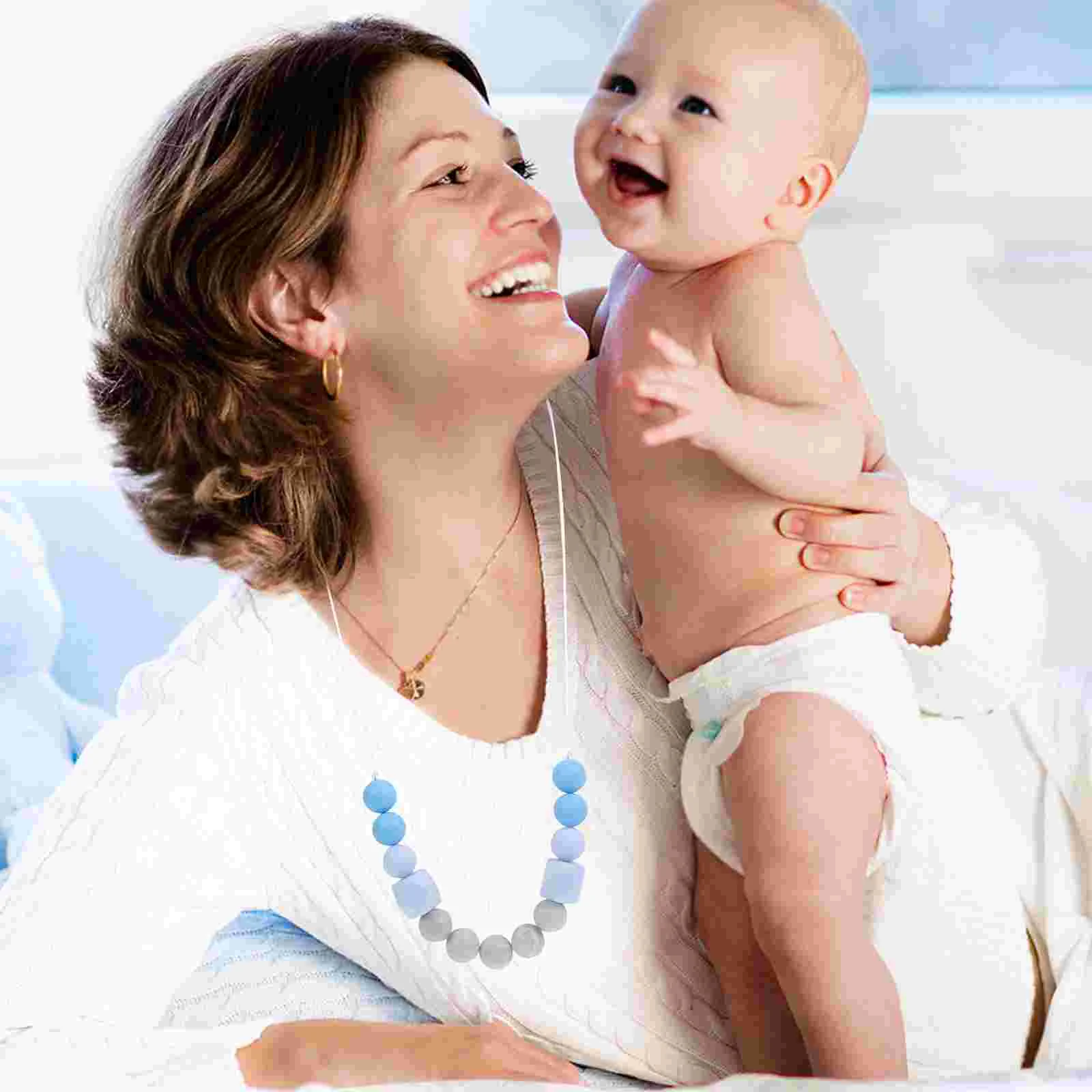 Contrast Color Necklace Nursing Kids Chew Teether Teething for Mom Breast-feeding