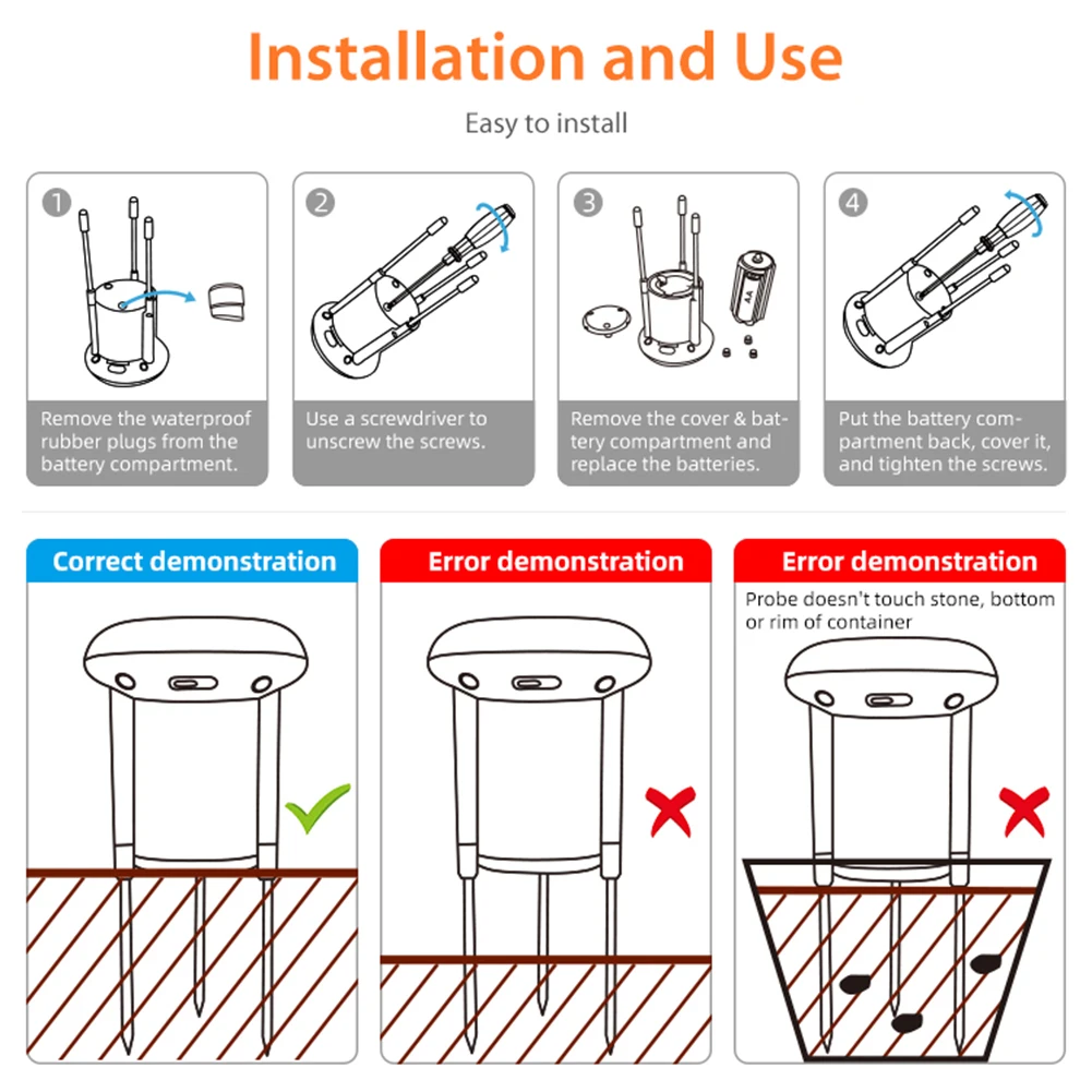 

Temperature Humidity Meter for Tuya Smart Zigbee IP66 Waterproof Soil Planting Sensor APP Real Time Monitor for Garden Lawn