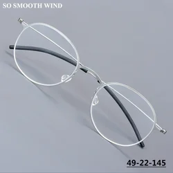 Denmark Ultralight Pure Titanium Round Eyeglasses Frame Men Screwless Circle Blue Glasses Frames Designer Women Trendy Spectacle