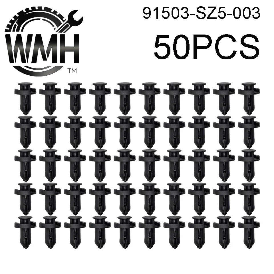 50 piezas 91503-SZ5-003 Clips de Retención de Parachoques de 10mm, Remaches de Plástico a Presión para Honda Acura CL MDX Accord Civic CR-V