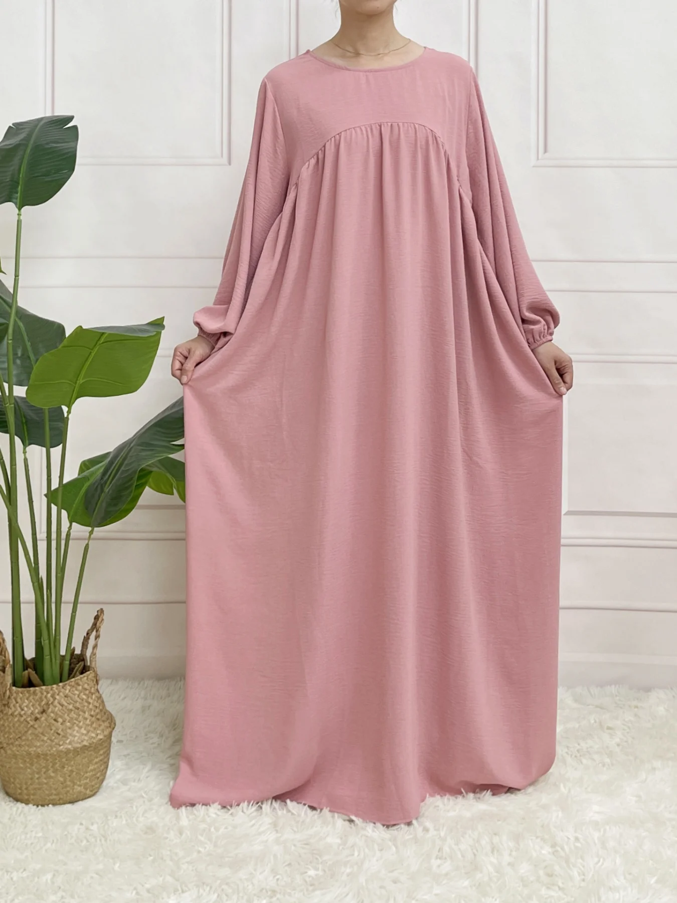 Ballseelve Abaya Modesty Abito carino a maniche lunghe musulmano morbido estivo per donna