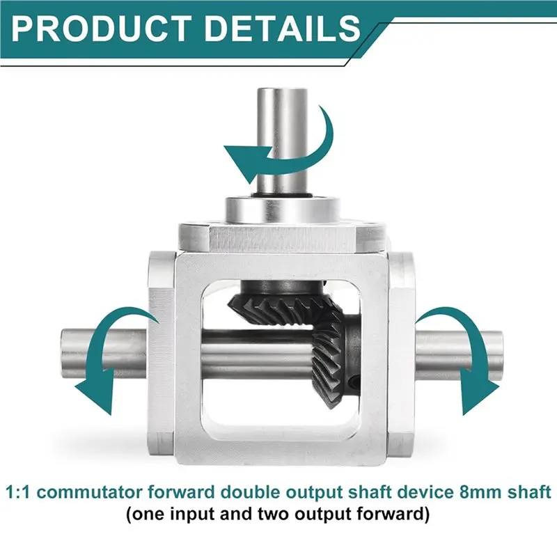 LICE-4X 90Degree Bevel 1:1 Forward Double Output Shaft 1 Module 20 Teeth Bevel Gear Aluminum Frame Simple DIY Module
