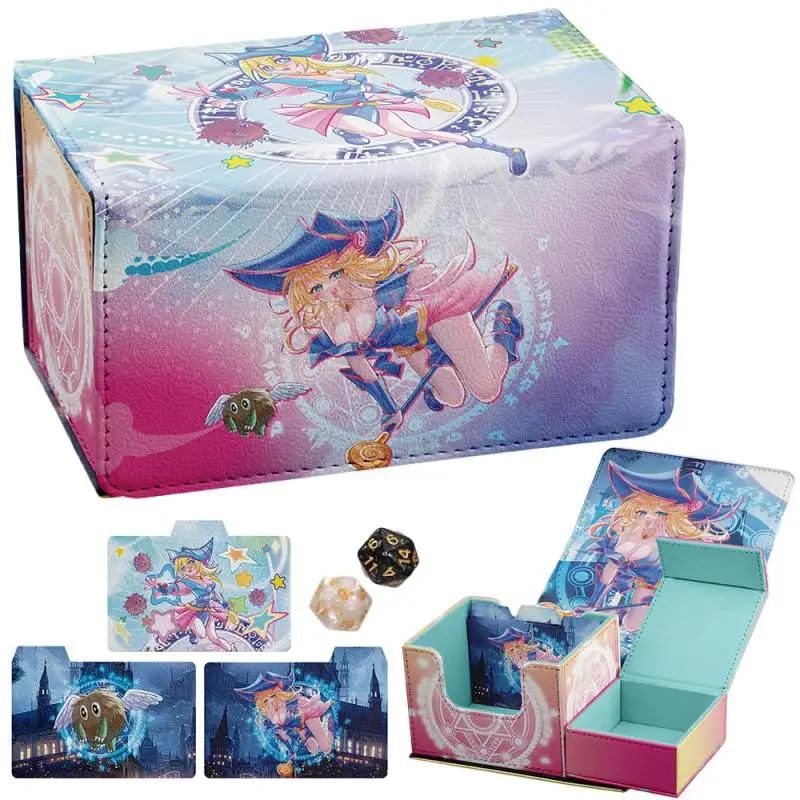 

Ю-Ги-О! Черная коробка для карт Magic Girl PTCG OPCG DTCG большой емкости, коробка для хранения карточек для коллекции игр, 14,3*9,2*8 см