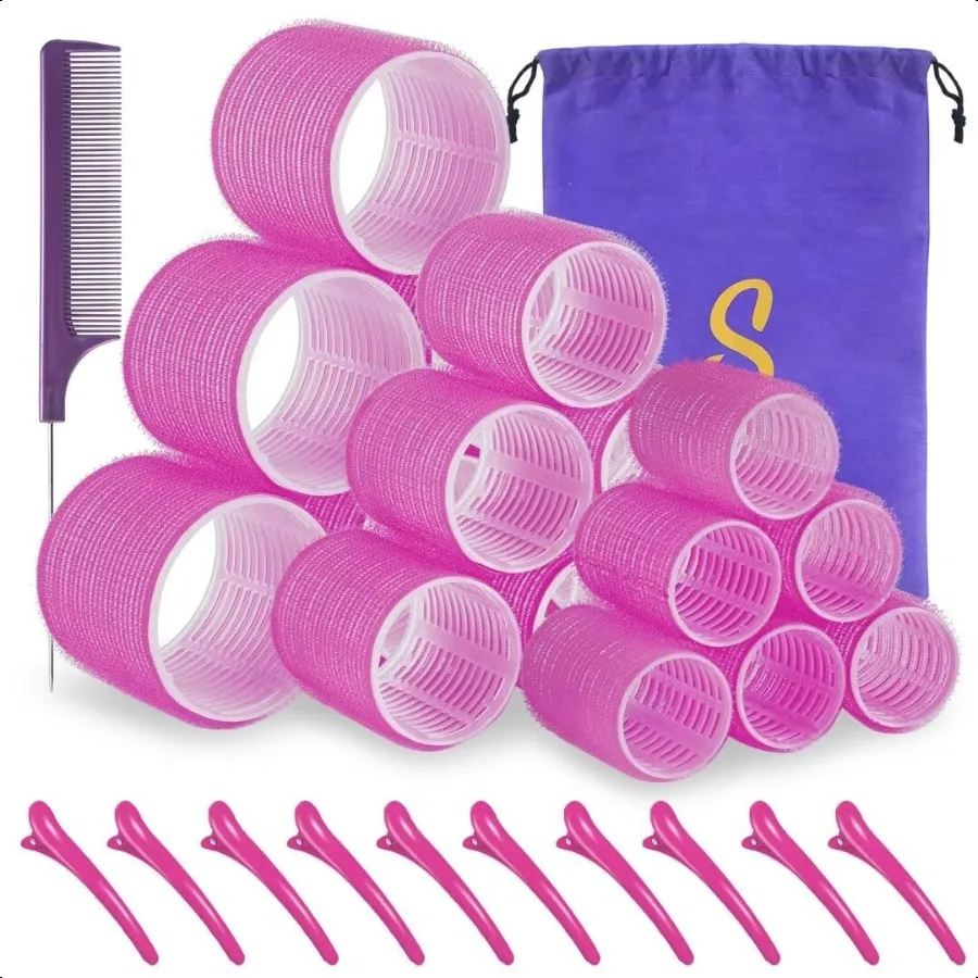 

Self grip hair roller set18 pcs Hair rollers with hair roller clips and comb Salon hairdring curlers DIY Hair Styles 3 Sizes Ro
