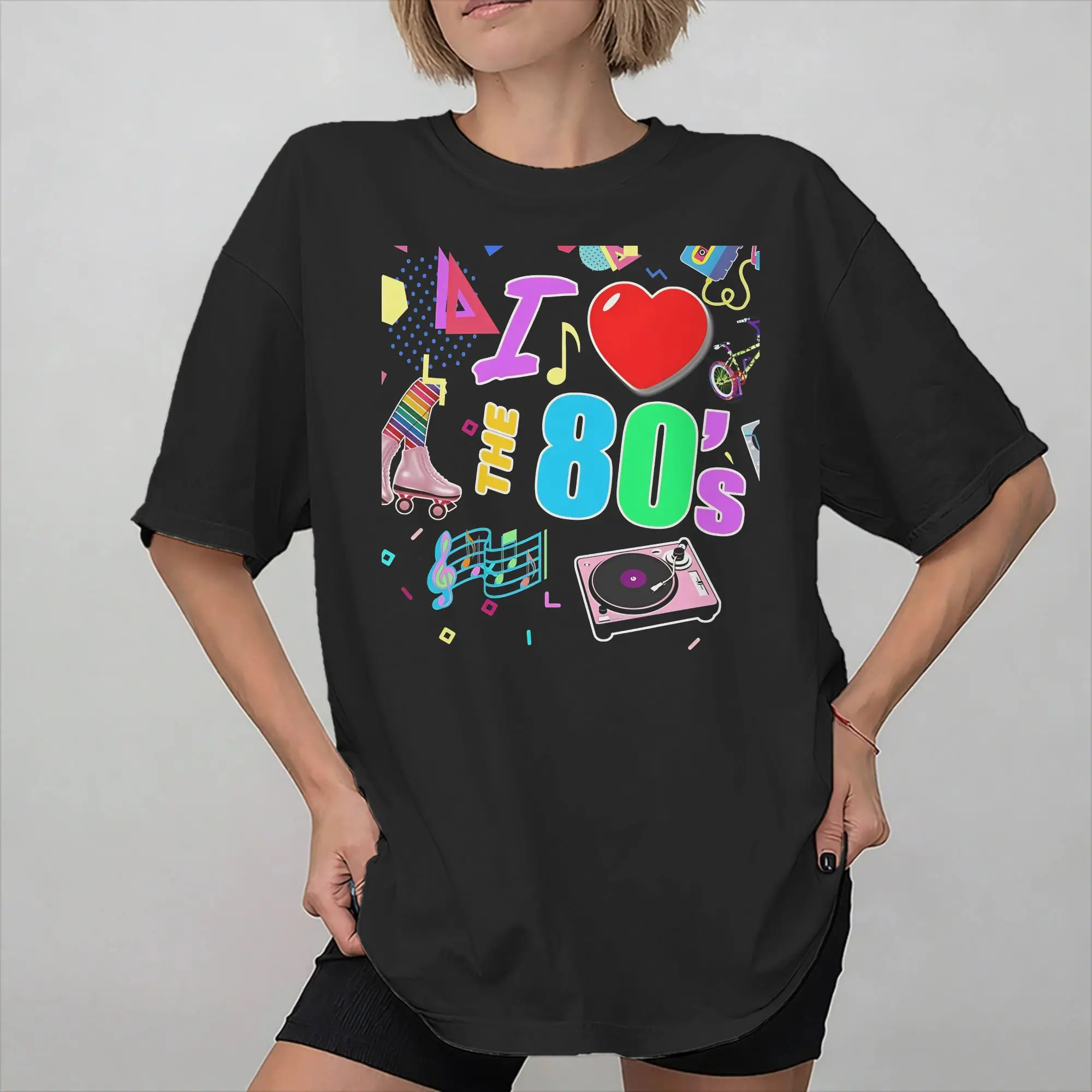 Men Women Graphic Printing Back to the 80's Retro Music Disco Party  Tee T Shirt Cotton  T-shirts Clothing