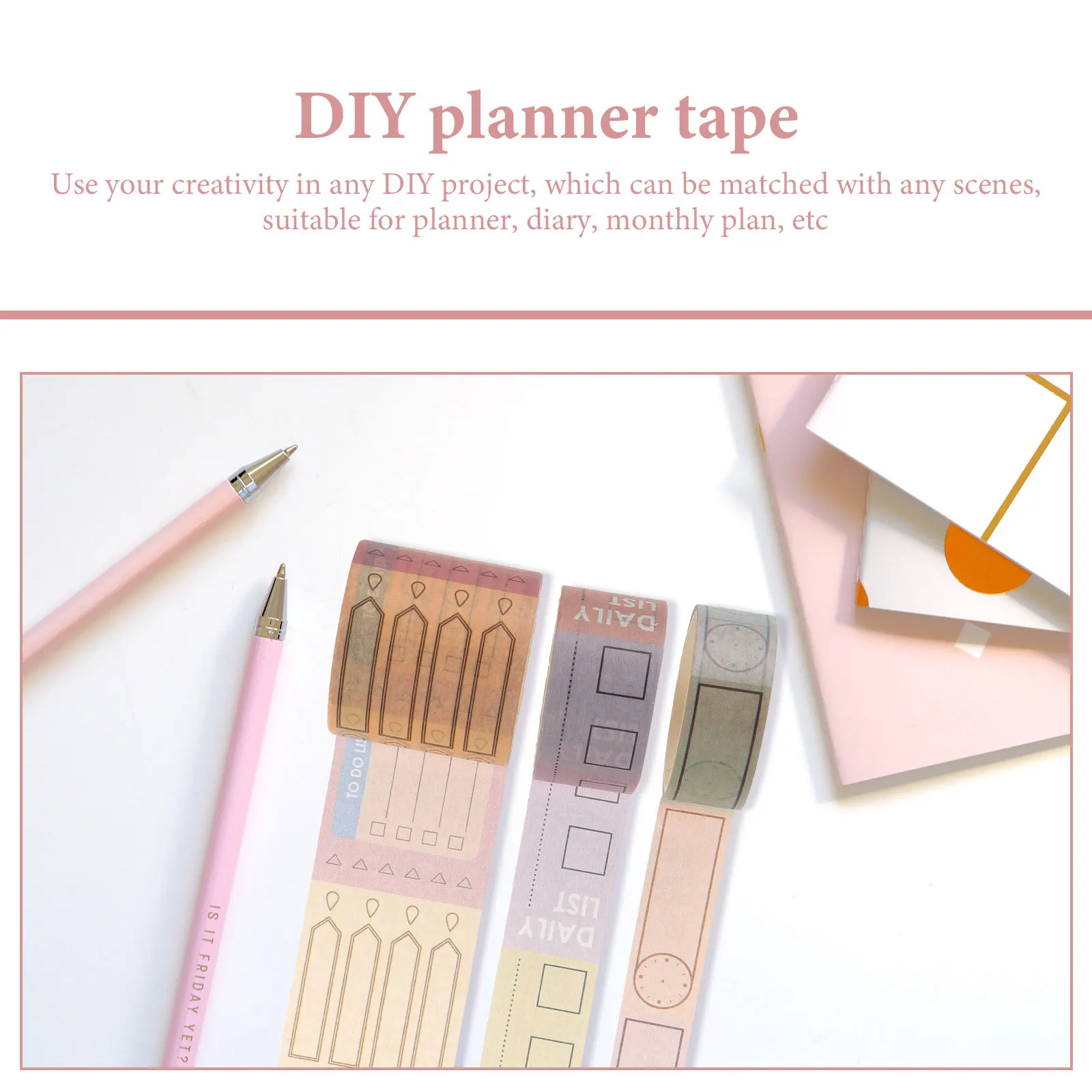 

2pcs Washi Tapes Calendar Design Bright Color Diy Planner Paper Tape For Adults Monthly Plan Journal Crafts Hand Tearable