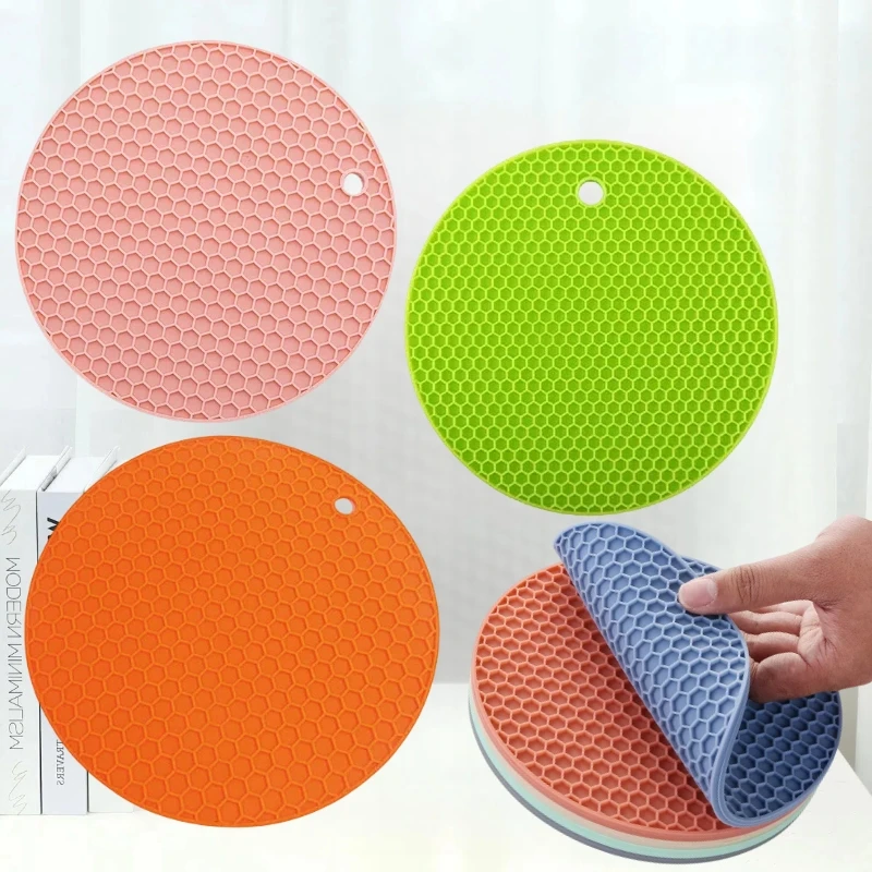 xgnvpy 3PCS Silicone Mat Coaster Food Grade Material Non-slip Table Protection Placemat Kitchen Accessory Gadget  Cup Holder