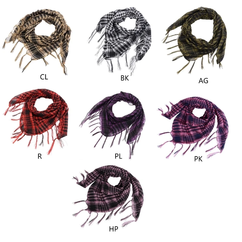 Grand foulard Shemagh pied-de-poule, foulards du désert arabe pour hommes femmes, Turban Keffiyeh, châle avec glands, directe