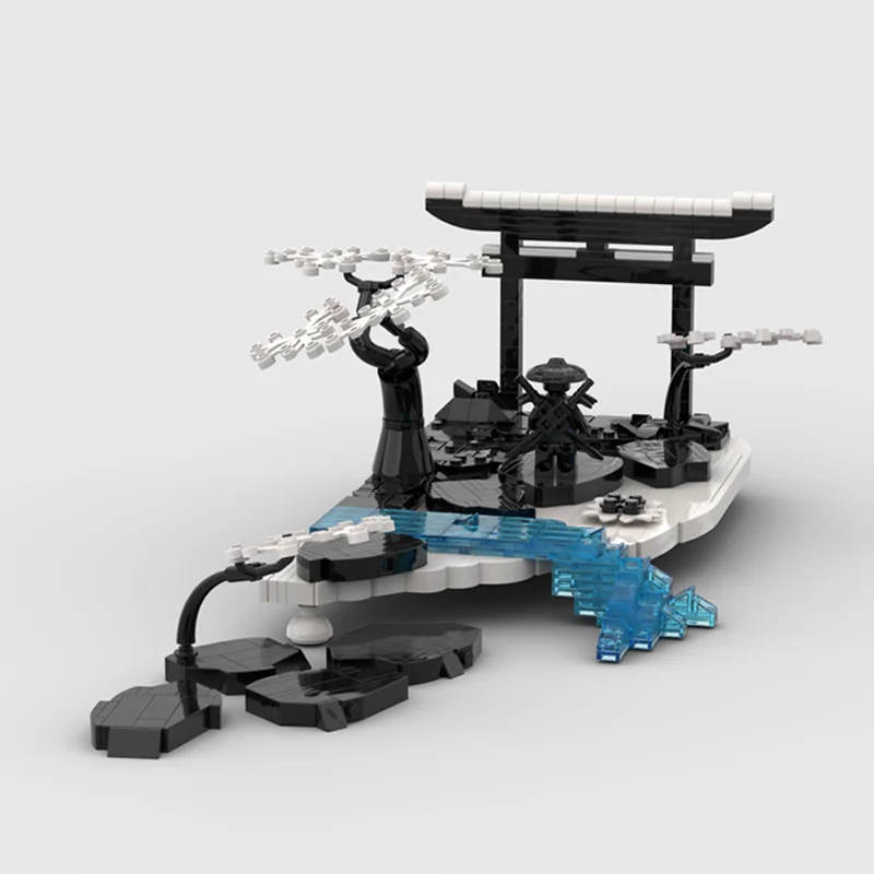565pcs MOC Samurai Diorama Black White Ninja Adventure Model Building Blocks DIY Art Set Mega Mini Iconic Skill Manual Toy Gift