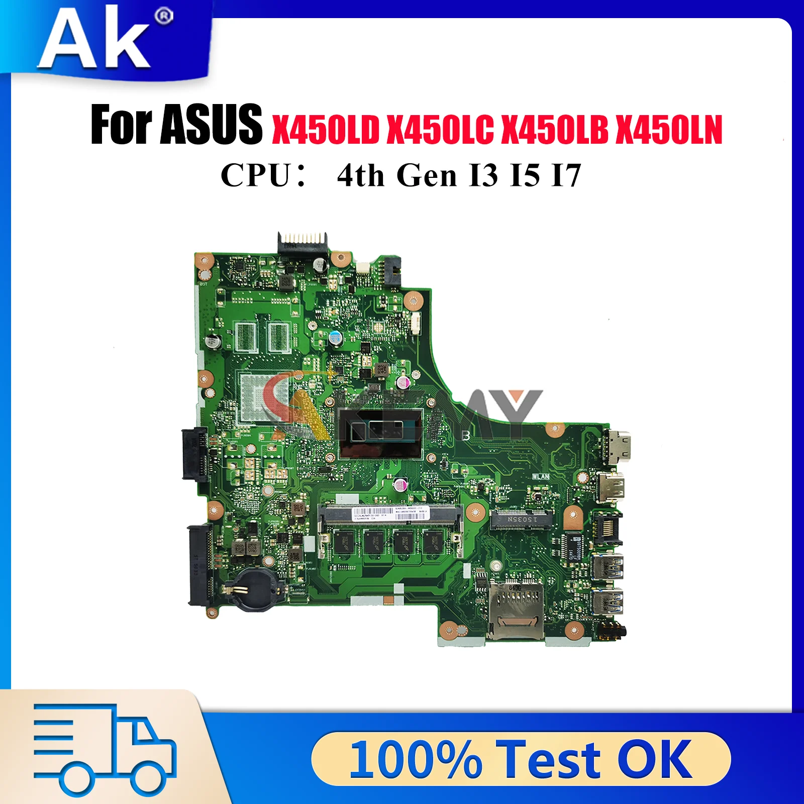 

X450LA Материнская плата для ноутбука ASUS R409L Y481L K450L X450LD X450LB X450LN VM480L X450L R412L X450LC W418L Материнская плата I3 I5 I7 CPU