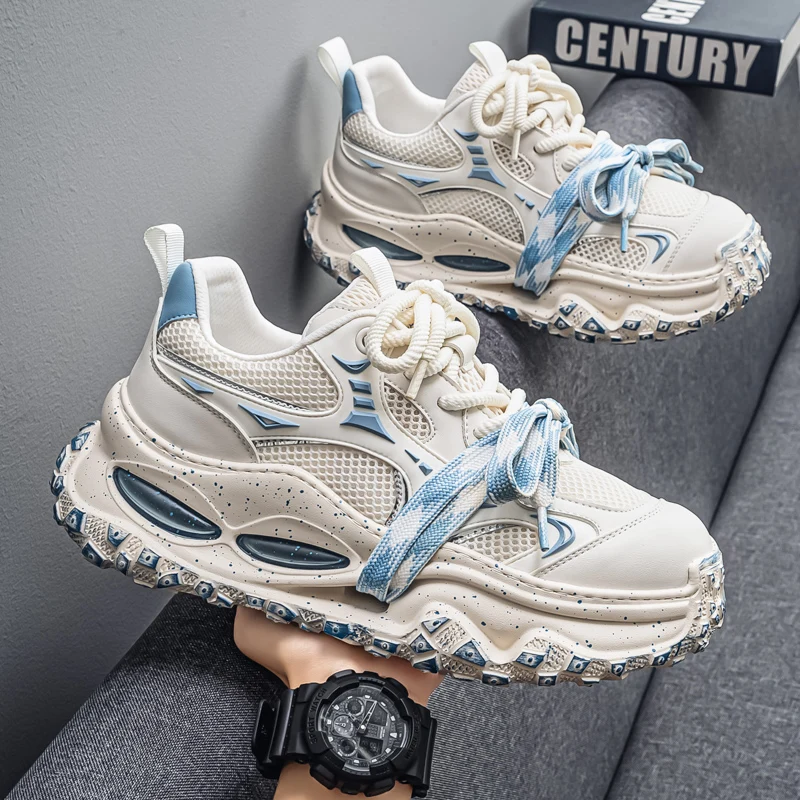 Zapatos informales de malla transpirable con parte inferior gruesa para adolescentes, suela de goma, punta redonda, diseño de Color, sin cuero, para verano