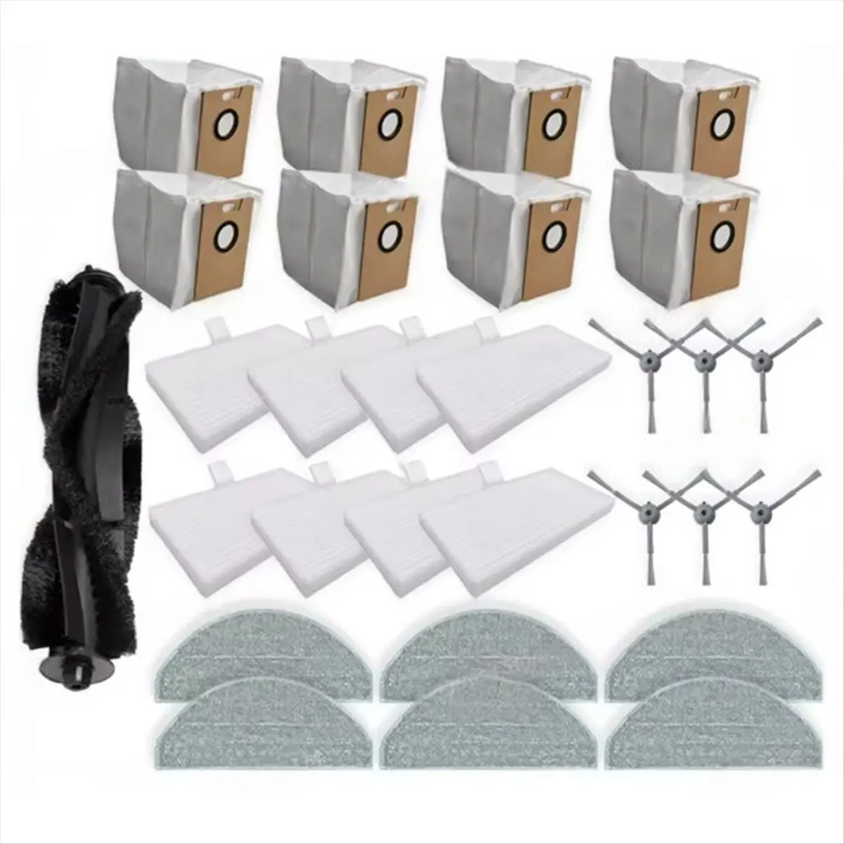 X10A 29PCS for Lydsto R1 Edge / R1D Edge, MiWhole M9 Lite, Roidmi Eve Rook Spare Parts Vacuum Brush Mop Cloth Filter Dust Bag