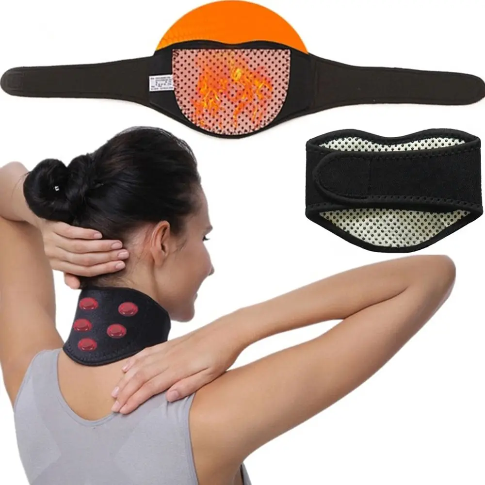 Masajeador para aliviar el cuello con imán, terapia de disco Cervical, soporte para el cuello, almohadilla autocalentable, Collar para el cuidado del cuello, banda magnética para el cuello