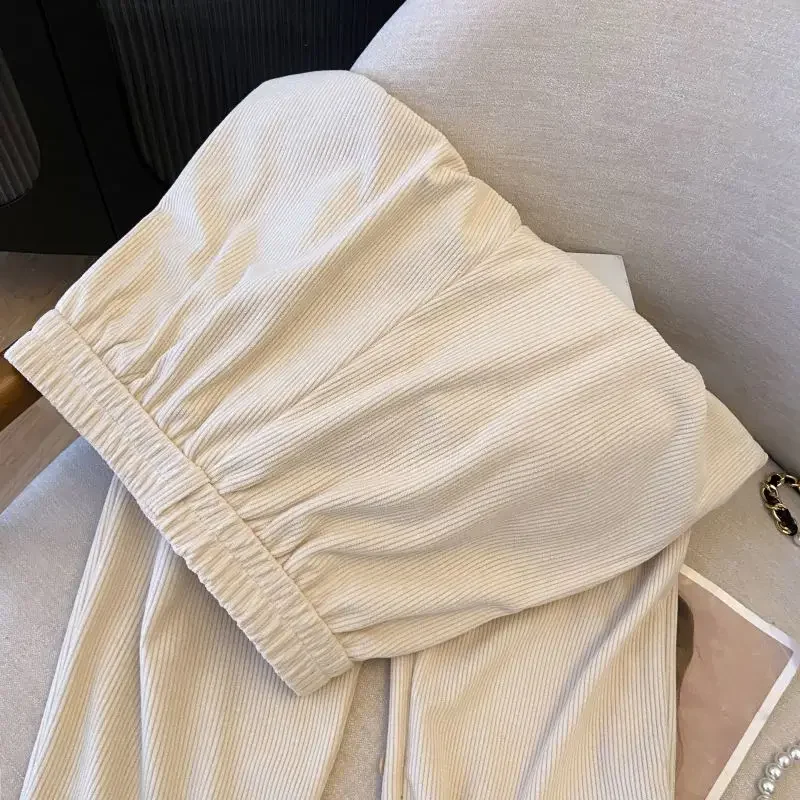 女性のレトロなハイウエストコーデュロイパンツ,ストレートカジュアル,フルレングス,ヴィンテージのコーヒーポケット,すべてのストリートウェアにマッチ
