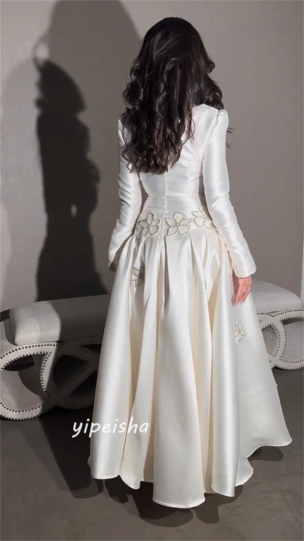 Customized Jiayigong s Applique Draped  A-line Square Collar Bespoke Occasion Gown Long Dresses