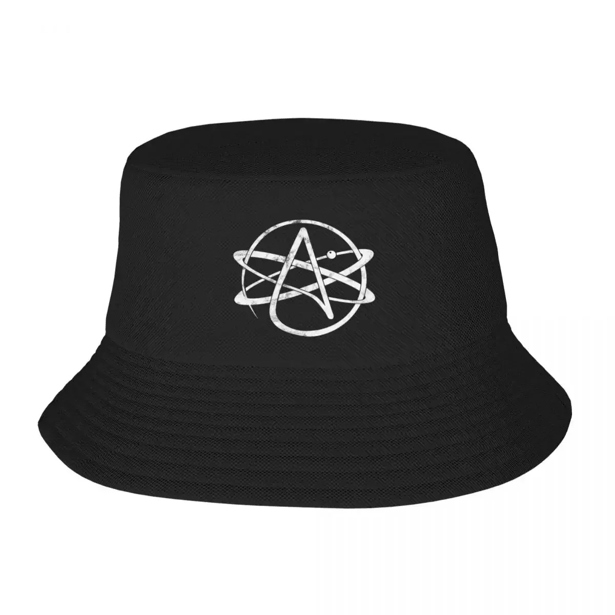 

Atheism Logo (White Worn Logo) Bucket Big Size hiking For Women Men's，Bucket ，hat