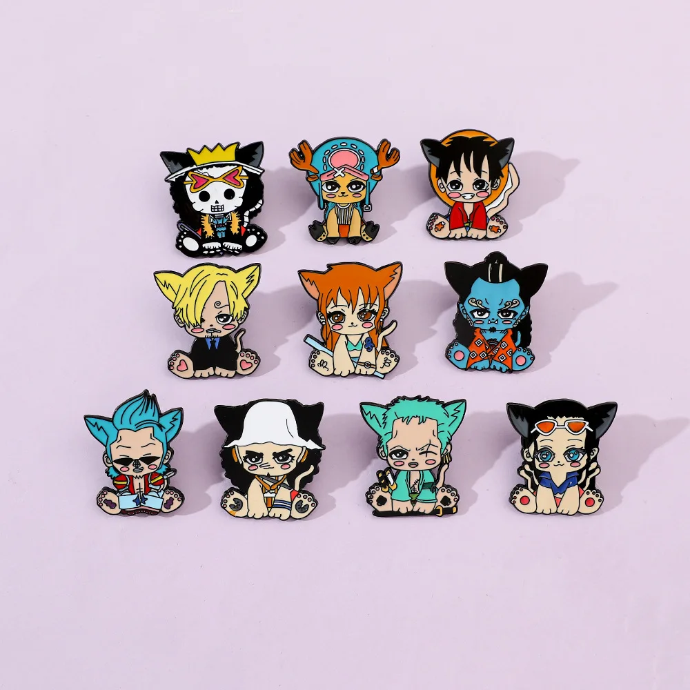 Cartoon One Piece Cosplay Creativity Brooch Anime Figure Luffy Roronoa Zoro Enamel Pin Toys Clothes Collar Backpack Accessories