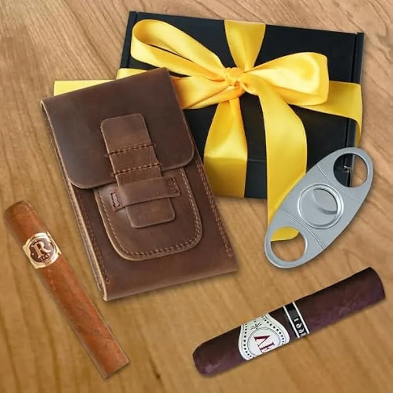 

Genuine Leather Cigar Case 3 Cigars&scissor Capacity Travel Portable for Man Gift Smoking Accessories cigar cutter Smoking pipe