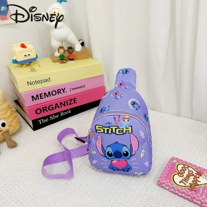 Disney Stitch tas pinggang ponsel anak perempuan, tas dada olahraga portabel serbaguna kartun berkualitas tinggi modis 2024