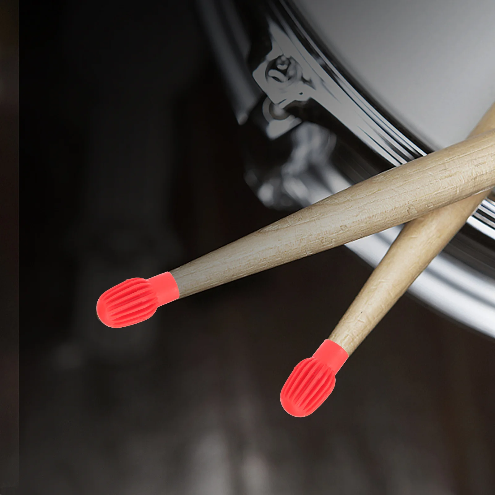 

2 Pcs Drum Stick Silicone Case Mute Protectors Drumstick Covers Caps Head Protective For