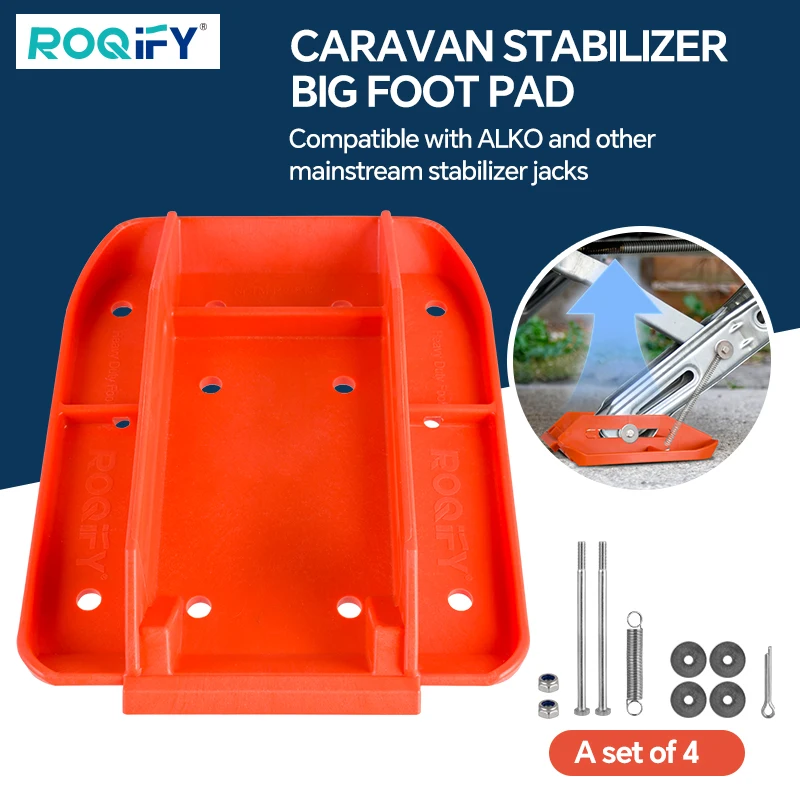 

4PCS Caravan Stabilizer Jack Big Foot Pad, Compatible with ALKO Stabilizer Legs, High Load Bearing, Reduce Trailer Sway