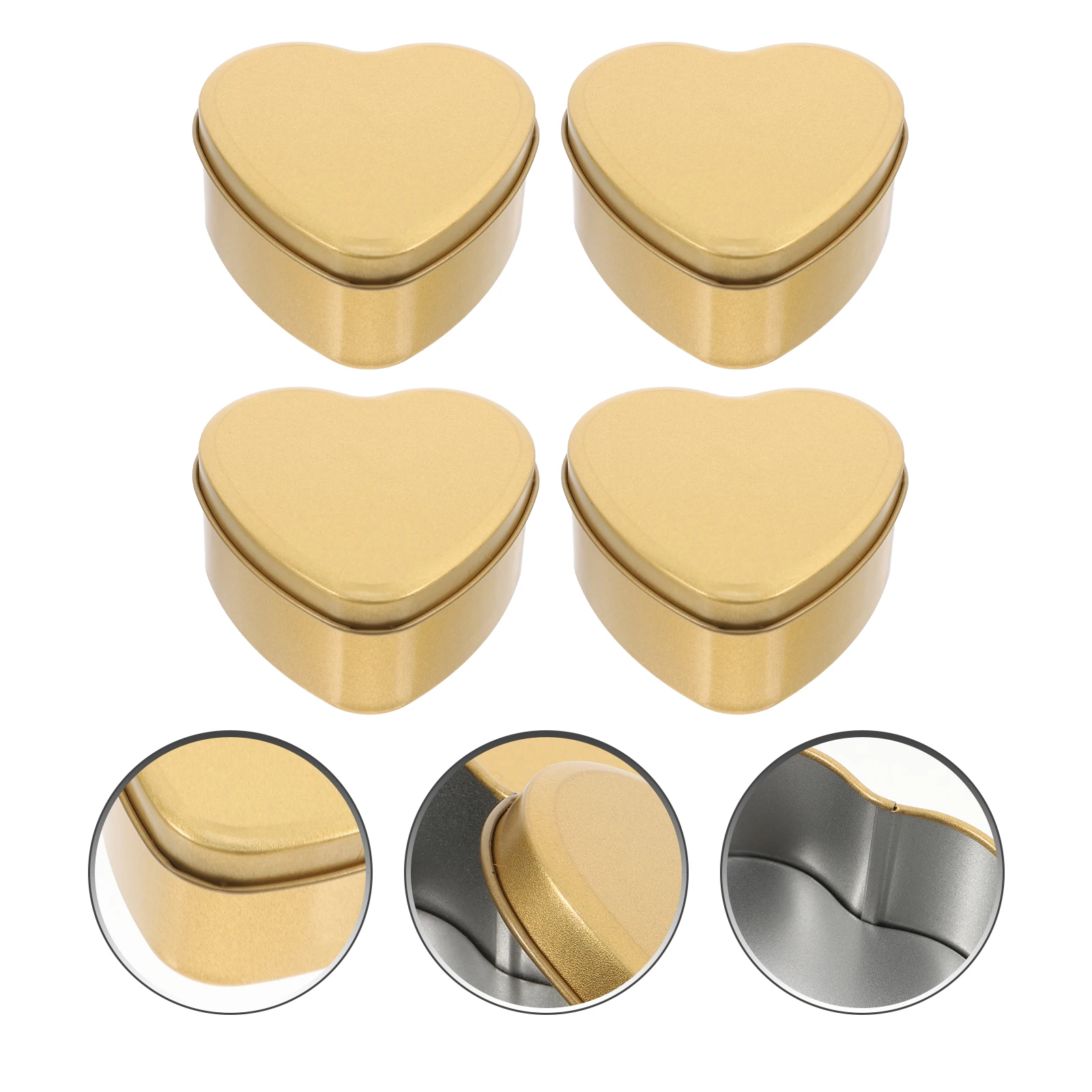 

4 Pcs Candy Box Valentines Day Heart Tins Shape Container with Lid Shaped Boxes for Wedding Favors Packing