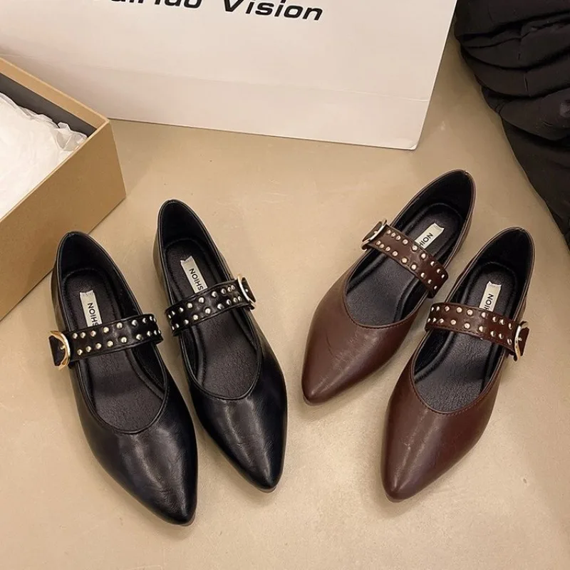 2025 New Pointed Toe Fashion Women Shoes Spring Autumn Elegant Party Daily Low Heels Pump Footwear Women Minimalist Flats Shoes
