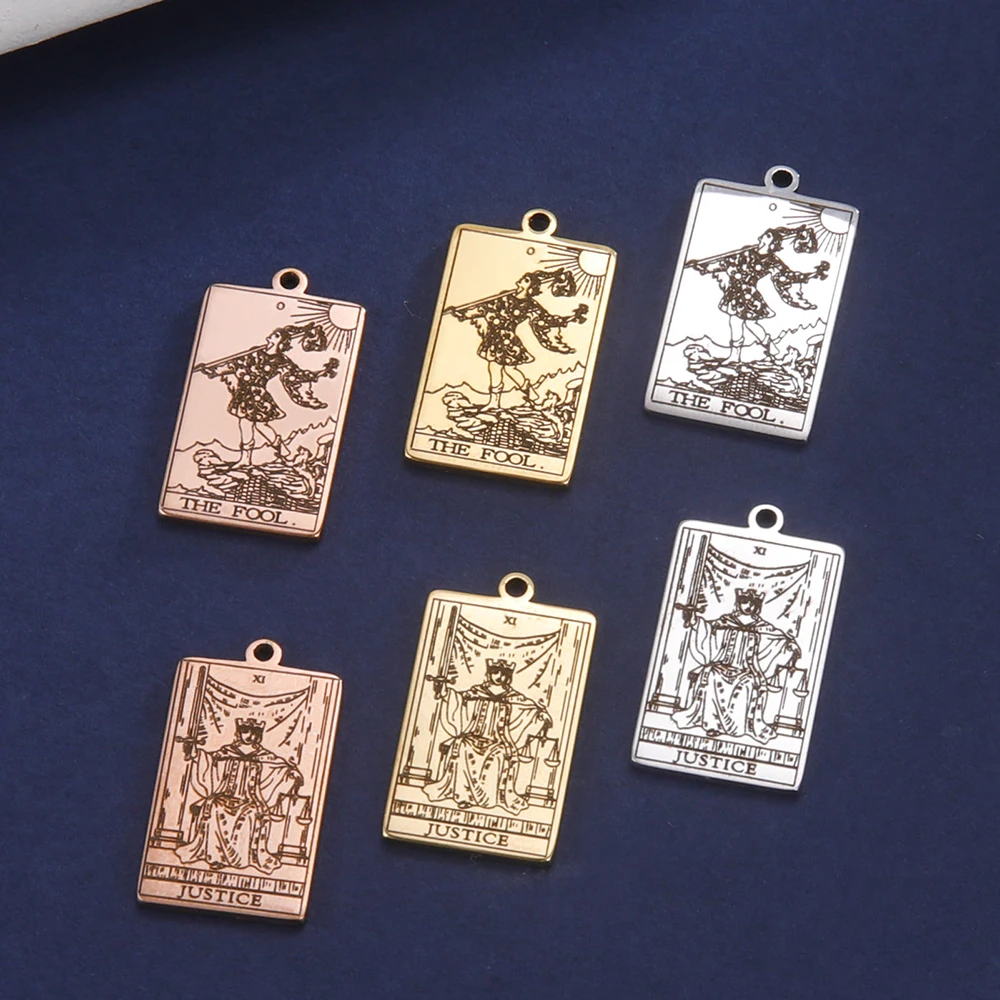 Dawapara Tarot Card Charms for Jewelry Making Astrology Tarot Cards Major Arcana Magic Amulet Stainless Steel Pendants