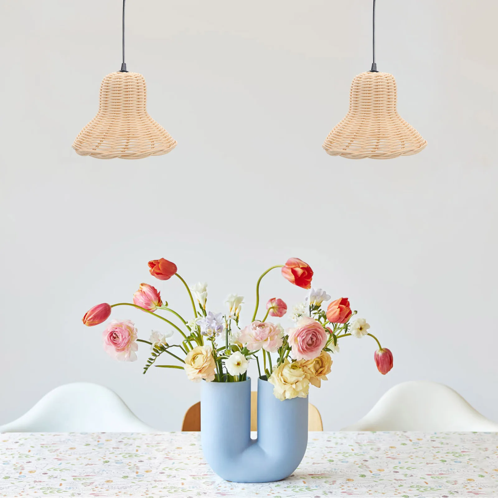 

Decorative Woven Lamp Shade Rattan Material Rustic Pendant Lamp Cover Lightweight Compact Easy to Install Remove