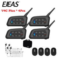 4PCS EJEAS V4C PLUS In-Ear Football Referee Intercom Headset 1500M Full Duplex Bluetooth 5.1 Conference Interphone Waterproof