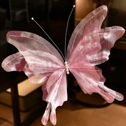 Wedding Road Guide Gauze Flower Butterfly Wedding Decor Home Stage Window Layout Birthday Party Event Decor Handmade Butterflies