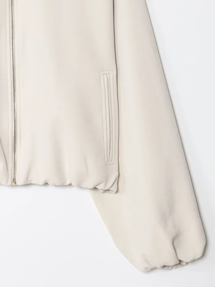 เสื้อแจ็คเก็ตทรงบอมเบอร์หลวมสำหรับผู้หญิง มีกระเป๋า แขนยาว ปกเสื้อแบบปกเชิ้ต ซิปด้านหน้า เสื้อคลุมแฟชั่นสุดชิค