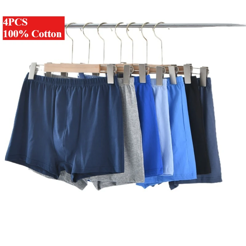 4 pacote 6xl cuecas boxer masculinas 100% algodão roupa interior grande e alta, anti-atrito solto ajuste respirável cuecas macias para homens pesados